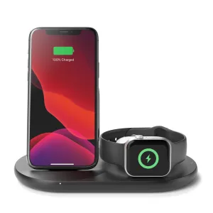 Belkin 3-in-1 Wireless Charger  With 10W Stand & Pad for Apple Watch & Airpods Pro-Black