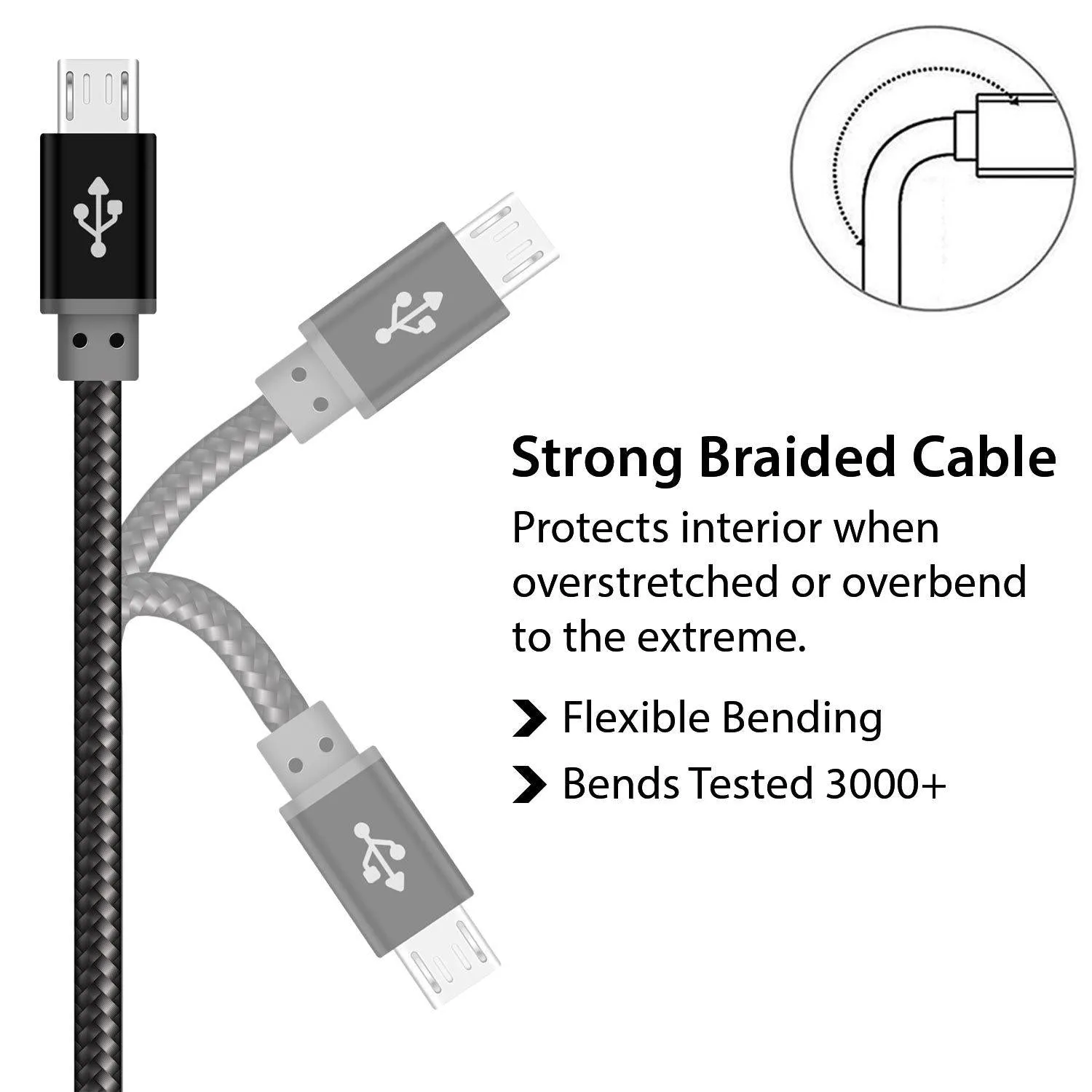 Best Quality Braided Micro USB Cable for Data Sync and Charging