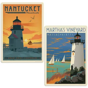 Cape Code Islands Nantucket Marthas Vineyard Sticker Set of 2