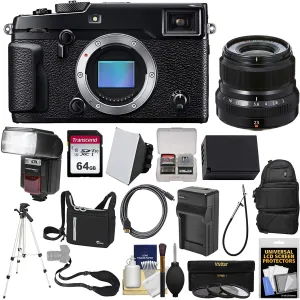 Fujifilm X-Pro2 Wi-Fi Digital Camera Body with 23mm f/2.0 XF Lens   64GB Card   Case   Flash   Battery &amp; Charger   Tripod   Kit