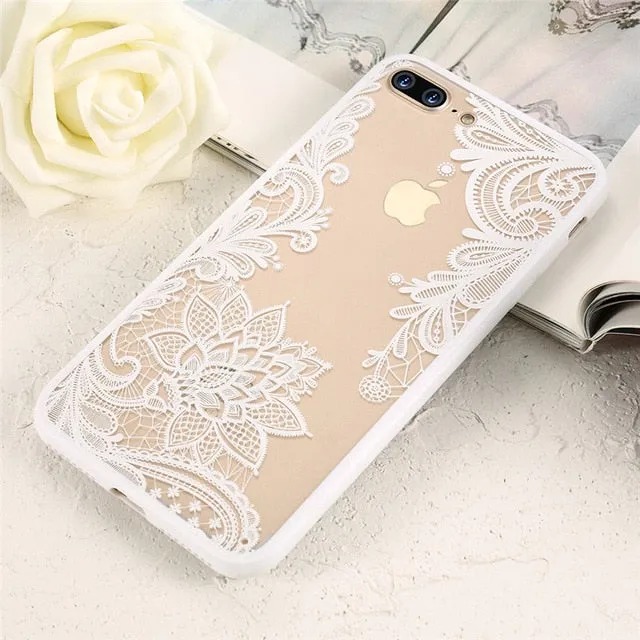 KISSCASE Case For iPhone XR 5S 5 Se 6 7 8 Plus Luxury Lace Flower Back Case For iPhone 11 Pro 11 Pro max  XS Max XR X Capinhas