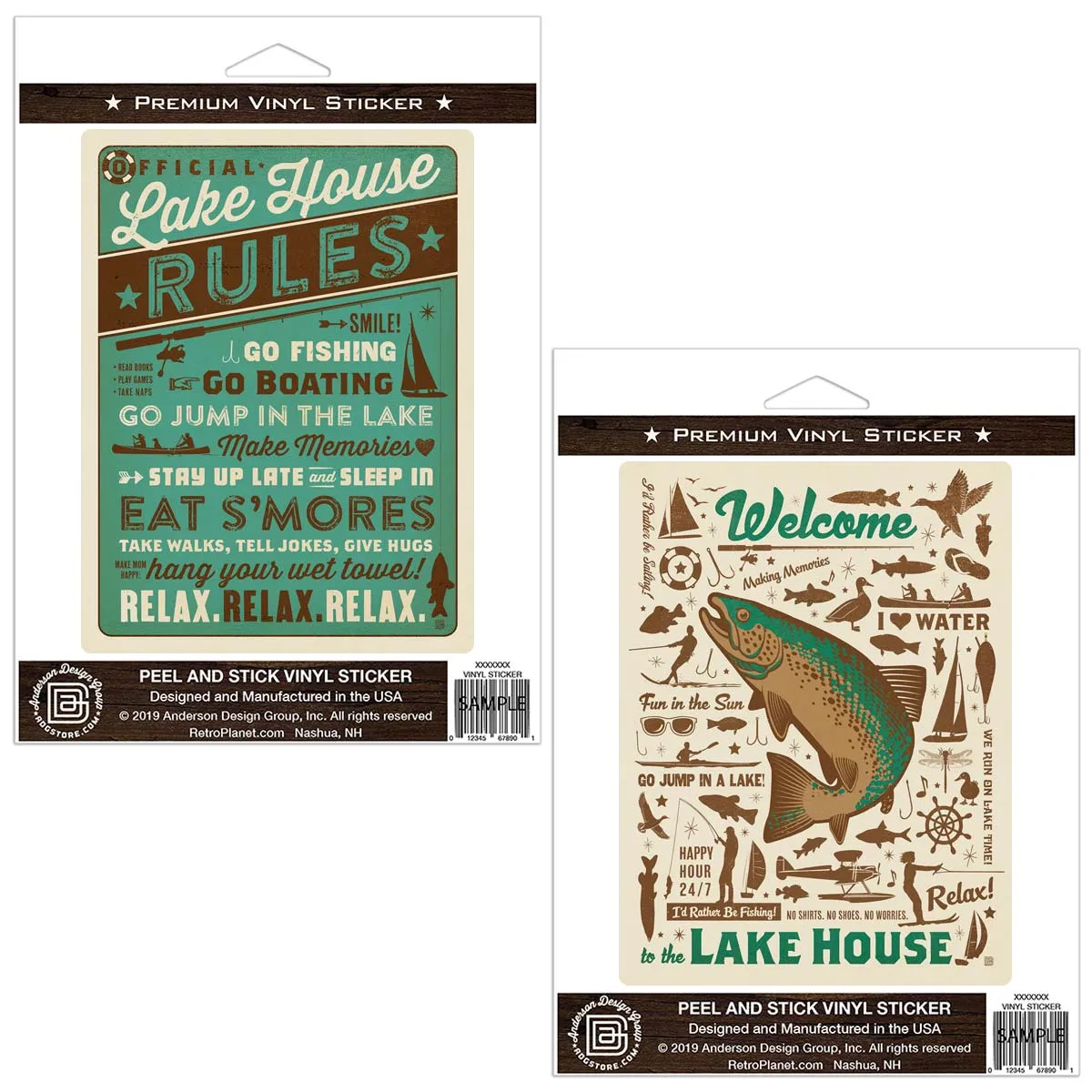 Lake House Rules Vinyl Sticker Set of 2