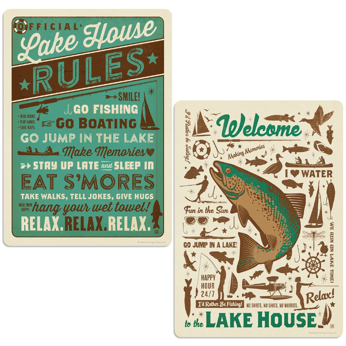 Lake House Rules Vinyl Sticker Set of 2