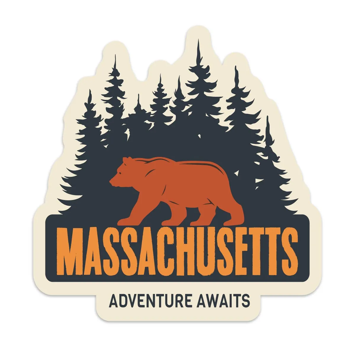 Massachusetts Adventure Bear Die Cut Vinyl Sticker