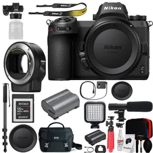 Nikon Z6 Mirrorless Digital Camera (Body Only) FTZ Mount Adapter for F-Mount Lenses and 120GB Memory Card Deluxe Bundle