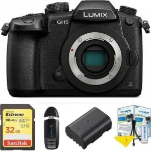 Panasonic Lumix DC-GH5 Mirrorless Micro Four Thirds Digital Camera (Body only)   StarterBundle Kit, Black