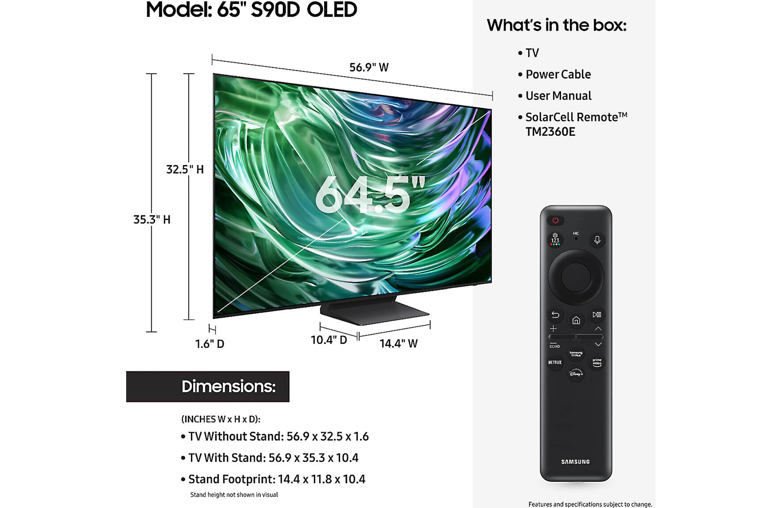 Samsung QN65S90D 65" OLED 4K UHD Smart TV