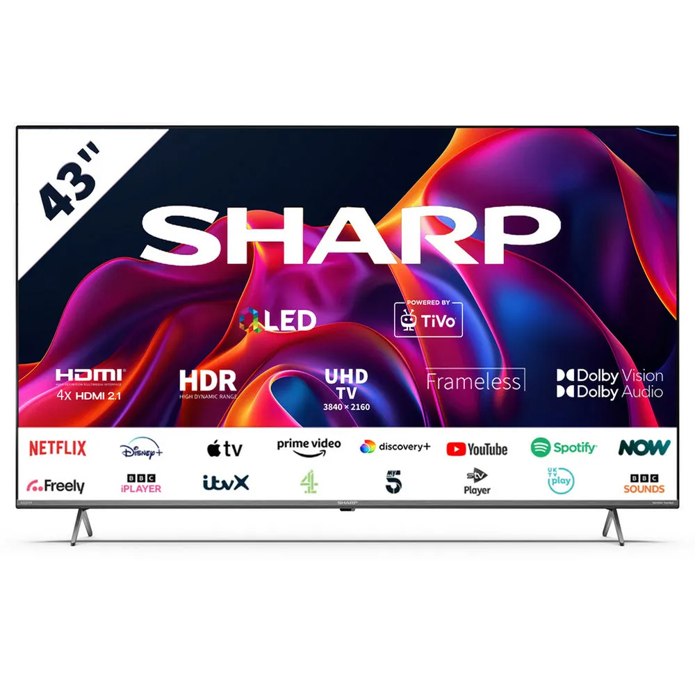 Sharp 4T-C43GM6245KS 43 Inch 4K UHD Quantum Dot Frameless Smart TiVo TV 2024