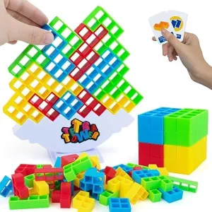 Shree Incorporation Tetra Tower Game 16 Pcs Stack Tower, Swing Stack High Child Balance Building Block 2 Players  Interactive STEM Toy for Family, Travel, Parties for Adults & Kids