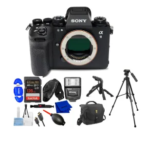 Sony a9 III Mirrorless Camera Bundle With SanDisk 128GB   Shoulder Bag   Tripod Kit with Pan Handle Video Remote