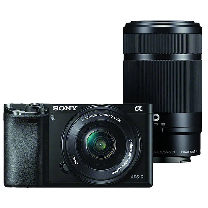 Sony Alpha a6000 Mirrorless Digital Camera with 16-50mm and 55-210mm Lenses (Black) USA